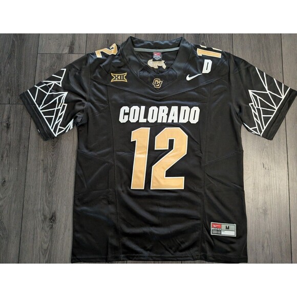 Travis Hunter #12 2024 Colorado Buffaloes Big 12 Black Game Jersey Men's Sizes - Picture 2 of 2